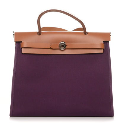 Hermes Vache Hunter Toile Herbag Zip 31 PM Fauve Cassis 1 of 8