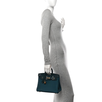 Hermes Togo Matte Alligator Birkin Touch 25 Vert Bosphore 3 of 12