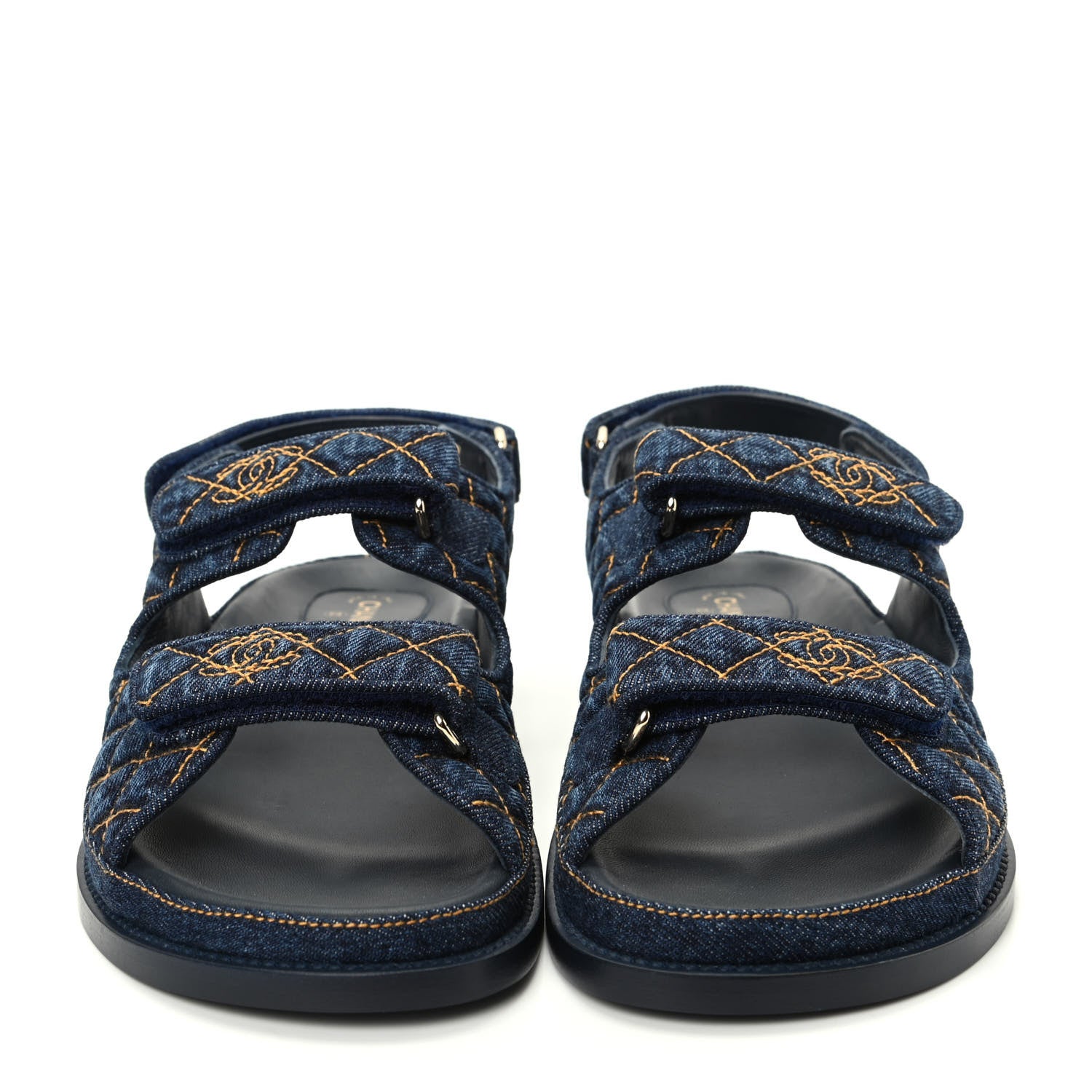 Chanel Denim Velcro Dad Sandals 40 Blue 2 of 11