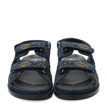Chanel Denim Velcro Dad Sandals 40 Blue 2 of 11