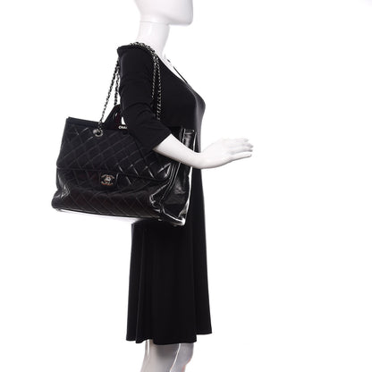 Chanel Glazed Calfskin Quilted Large CC Delivery Tote Black 2 of 10