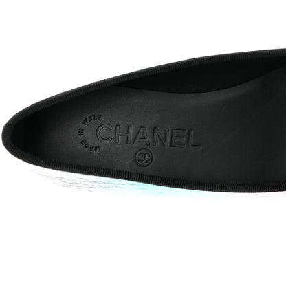 Chanel Laminated Calfskin Grosgrain Cap Toe CC Ballerina Flats 36.5 Multicolor Black 7 of 13