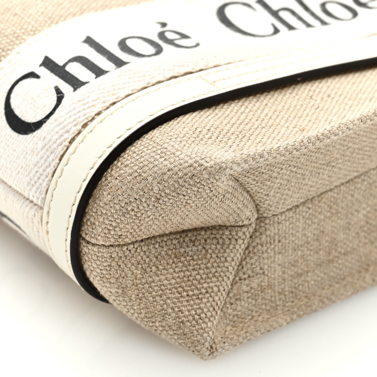 Chloe Cotton Calfskin Mini Woody Ribbon Tote White Light Brown 9 of 9