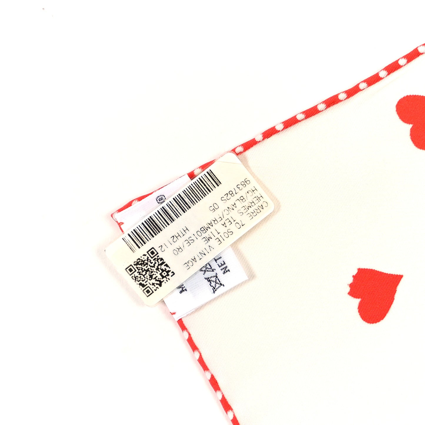 Silk Tea Time Scarf 70 White Framboise Rouge