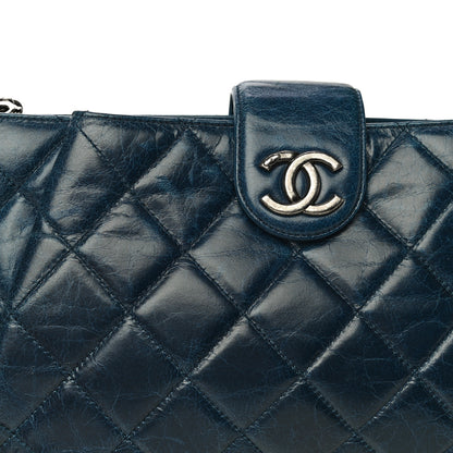 Chanel Aged Calfskin Quilted Zip Clutch Blue 18 of 24