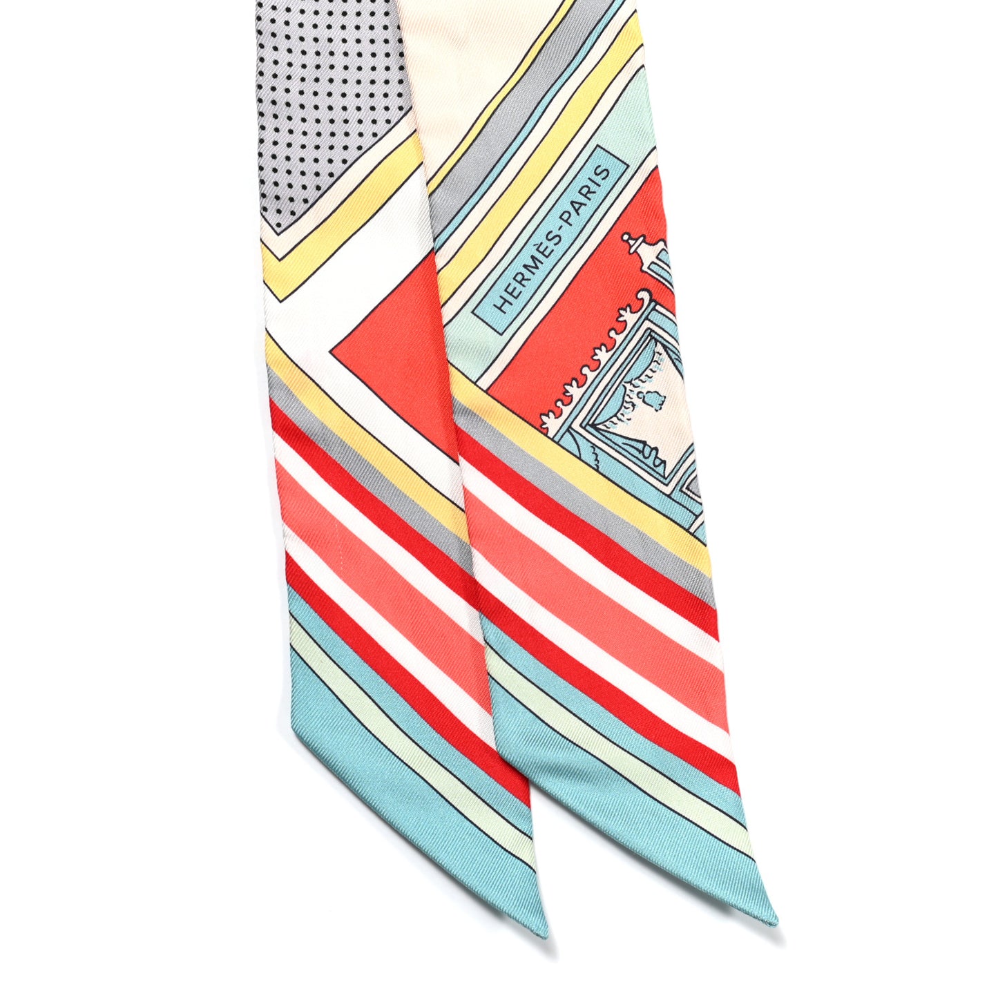 Silk Washington's Carriage Detail Twilly Creme Aqua Jaune