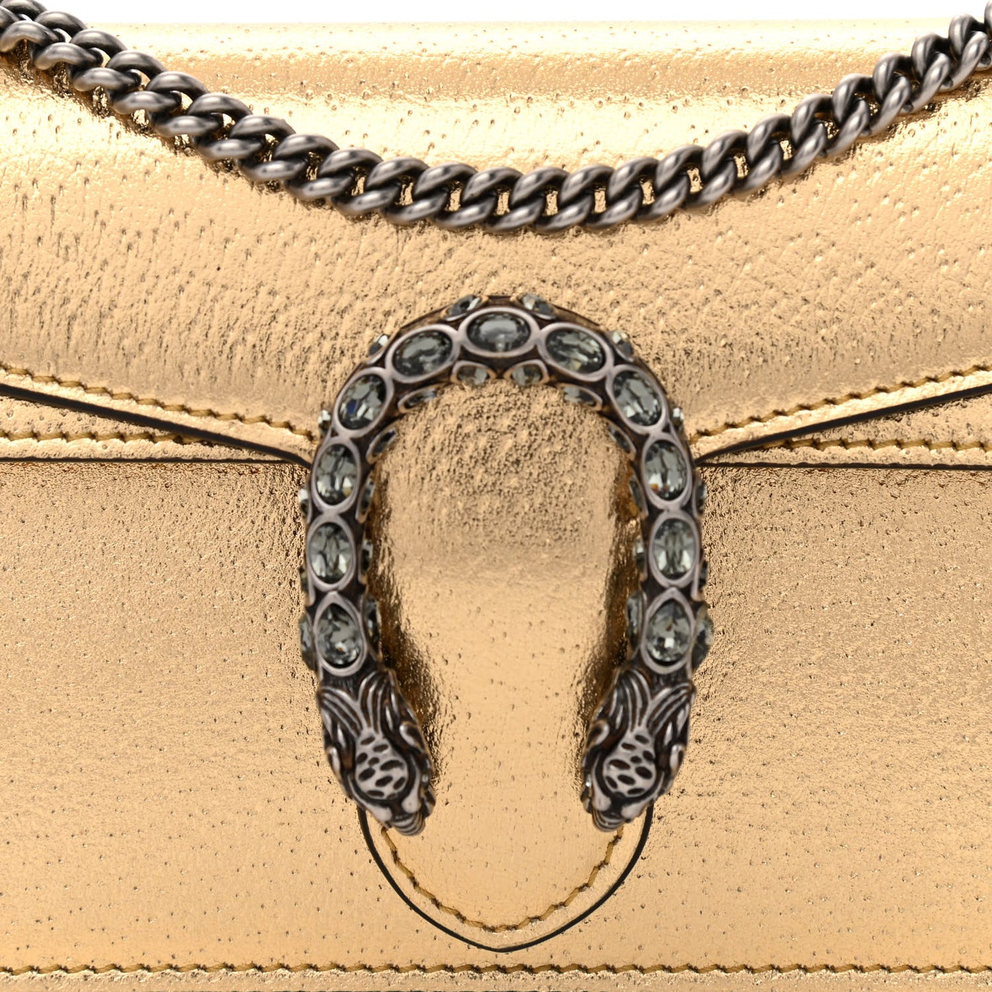 Metallic Calfskin Super Mini Dionysus Shoulder Bag Gold