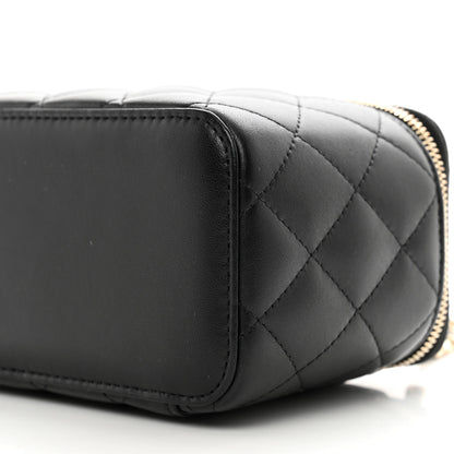 Chanel Lambskin Quilted Small Top Handle Vanity Case With Chain Black 8 of 9