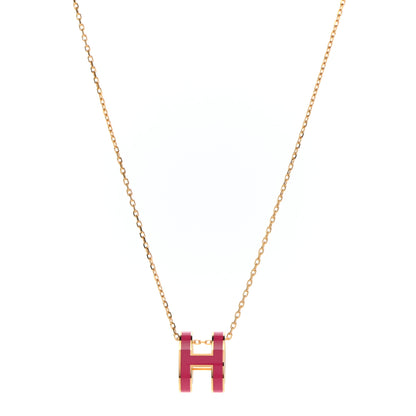 Hermes Lacquered Gold Pop H Pendant Necklace Rose Extreme 1 of 7