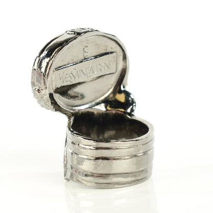 Saint Laurent Glass Cabochon Arty Ovale Ring 8 Navy 3 of 4