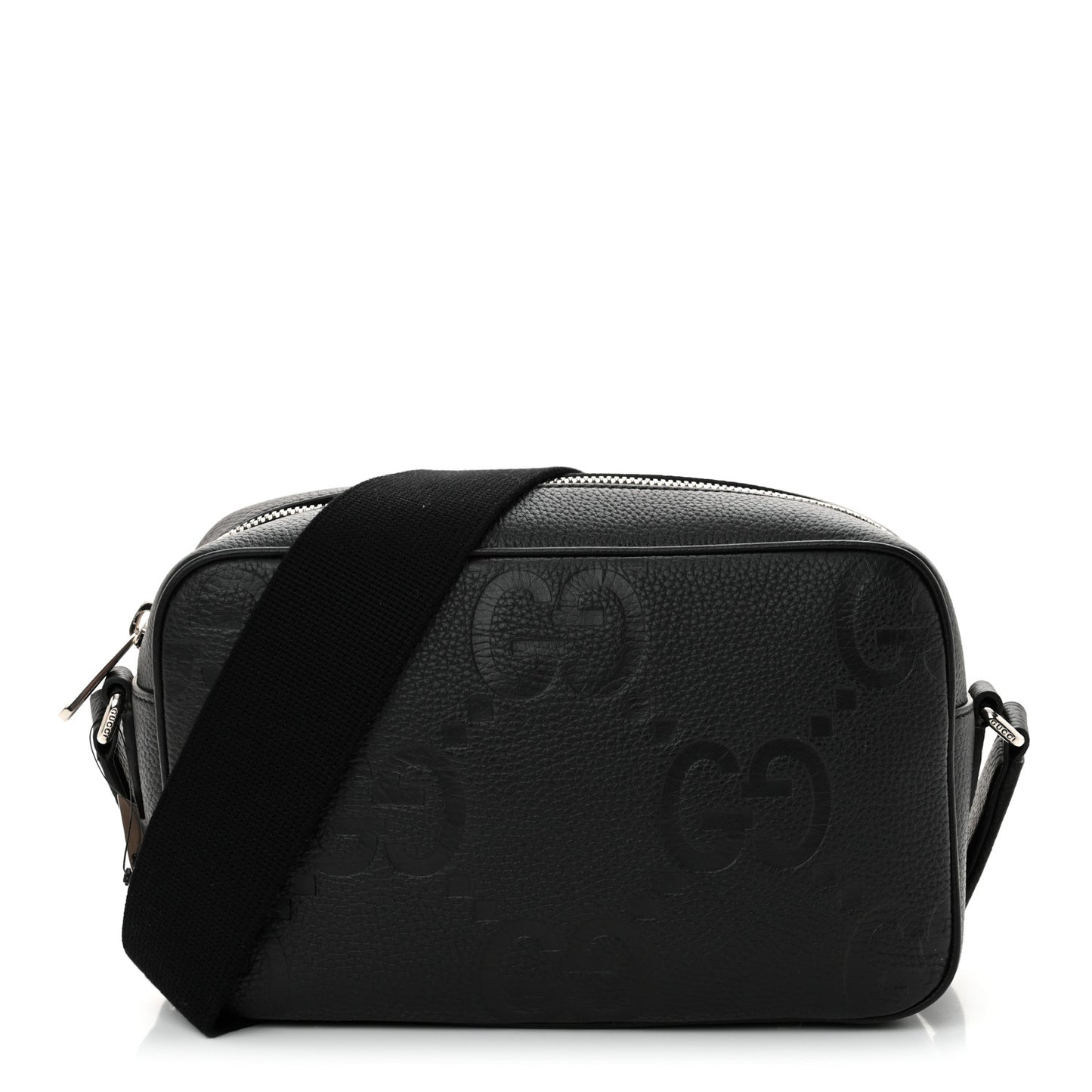 Piuma Calfskin Jumbo GG Embossed Medium Messenger Bag Black
