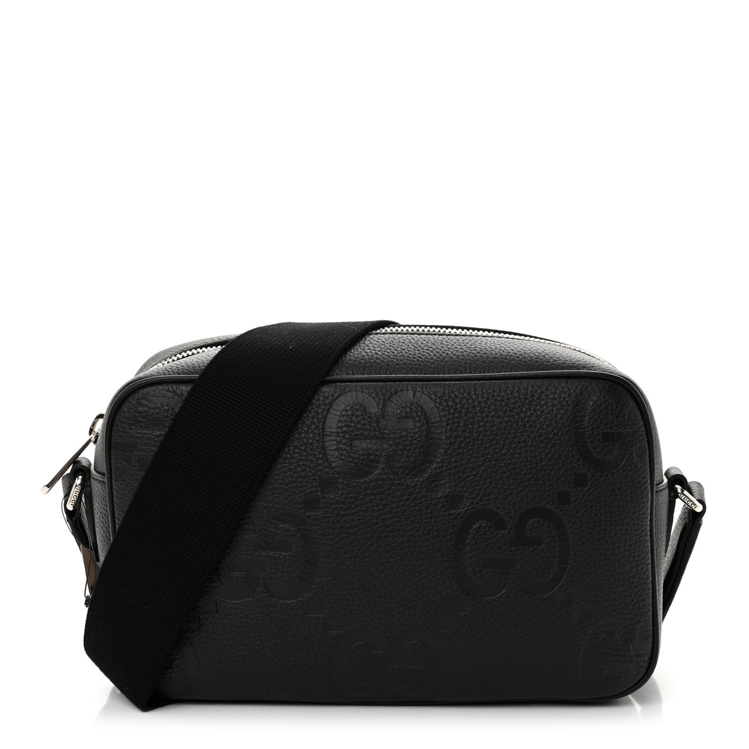 Gucci Piuma Calfskin Jumbo GG Embossed Medium Messenger Bag Black 1 of 10