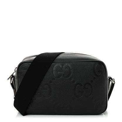 Gucci Piuma Calfskin Jumbo GG Embossed Medium Messenger Bag Black 1 of 10