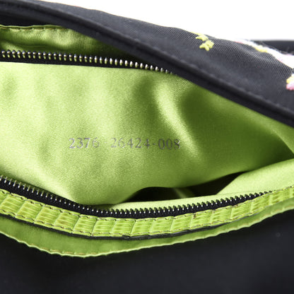 Fendi Canvas Lizard Embroidered Flower Baguette Black Multicolor 11 of 12