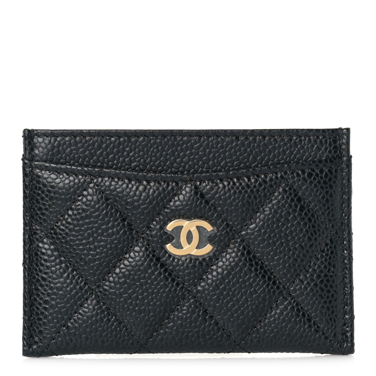 Caviar Quilted Card Holder Black