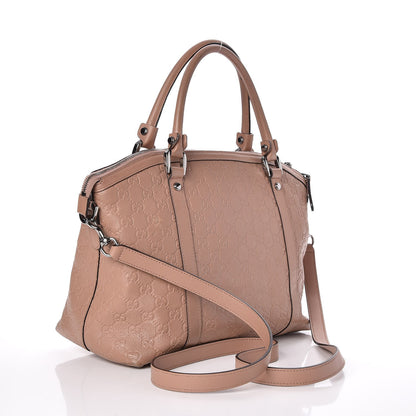 Gucci Guccissima Medium GG Charm Dome Satchel Winter Rose 3 of 8