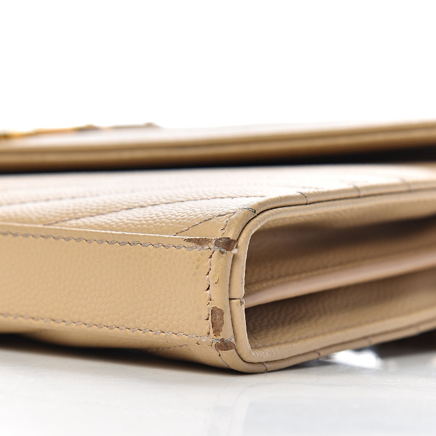 Grain De Poudre Matelasse Chevron Monogram Chain Wallet Nude Powder