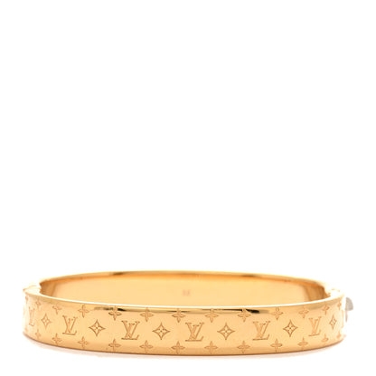 Louis Vuitton Brass Crystal Monogram Nanogram Strass Cuff M Gold 3 of 5