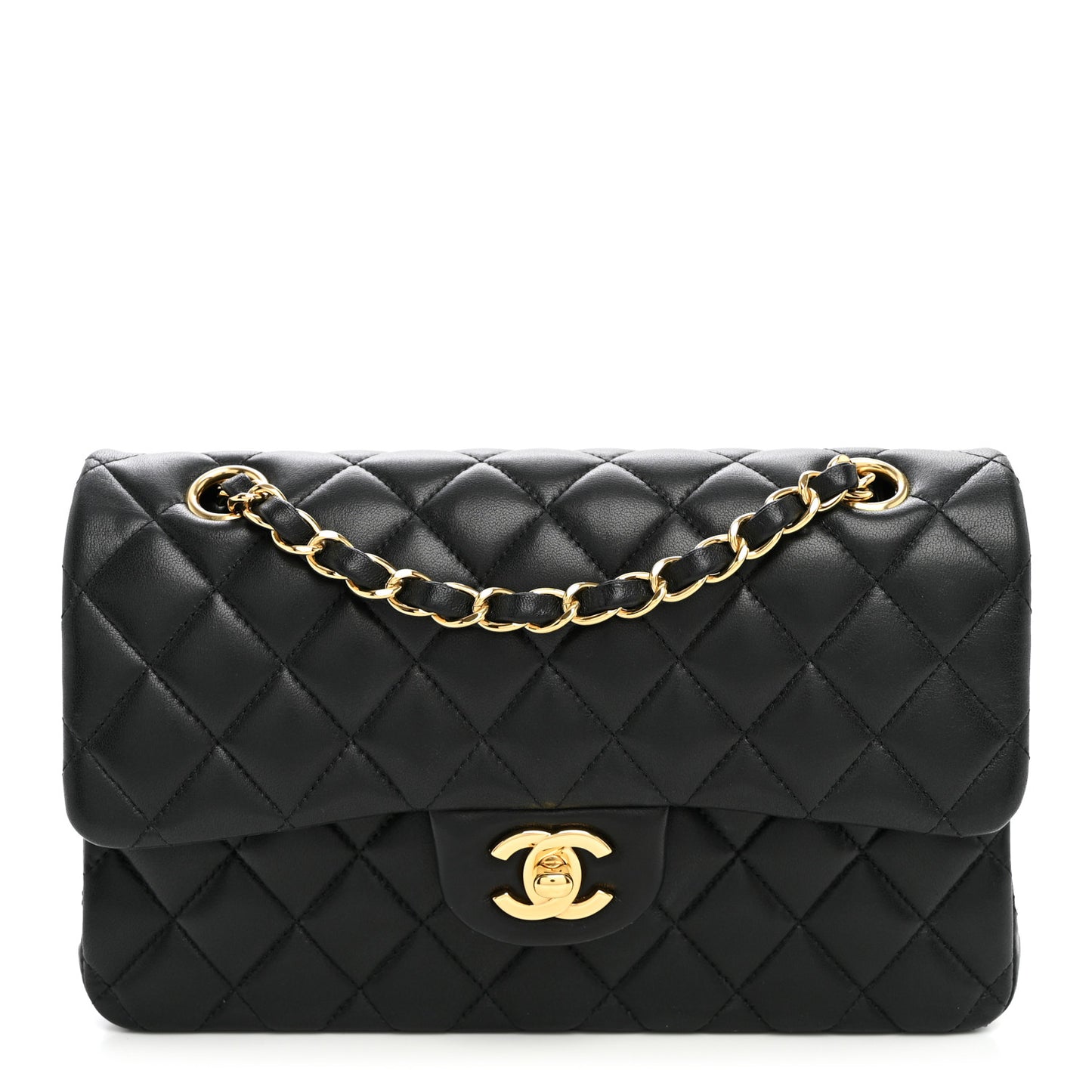 Lambskin Quilted Small Double Flap Black