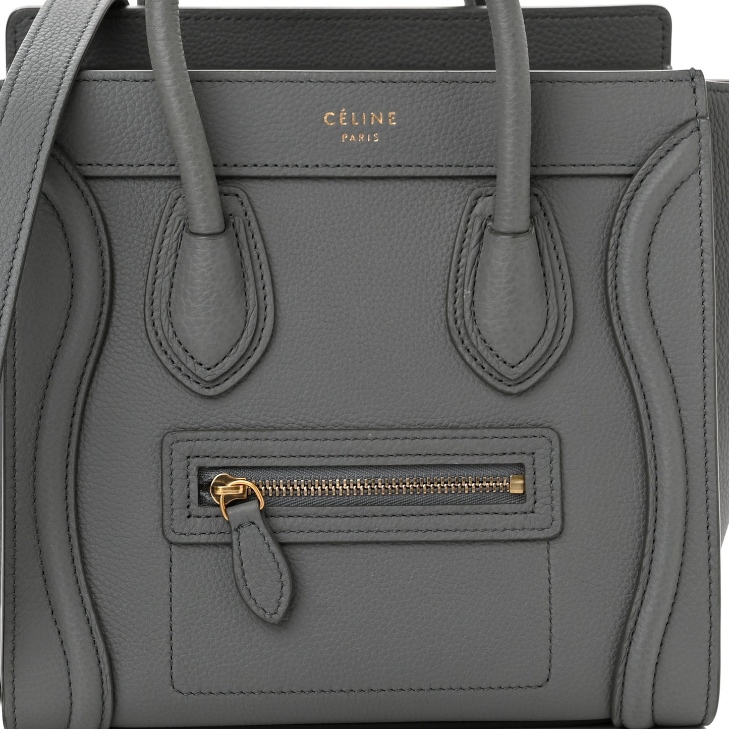 Baby Drummed Calfskin Nano Luggage Kohl