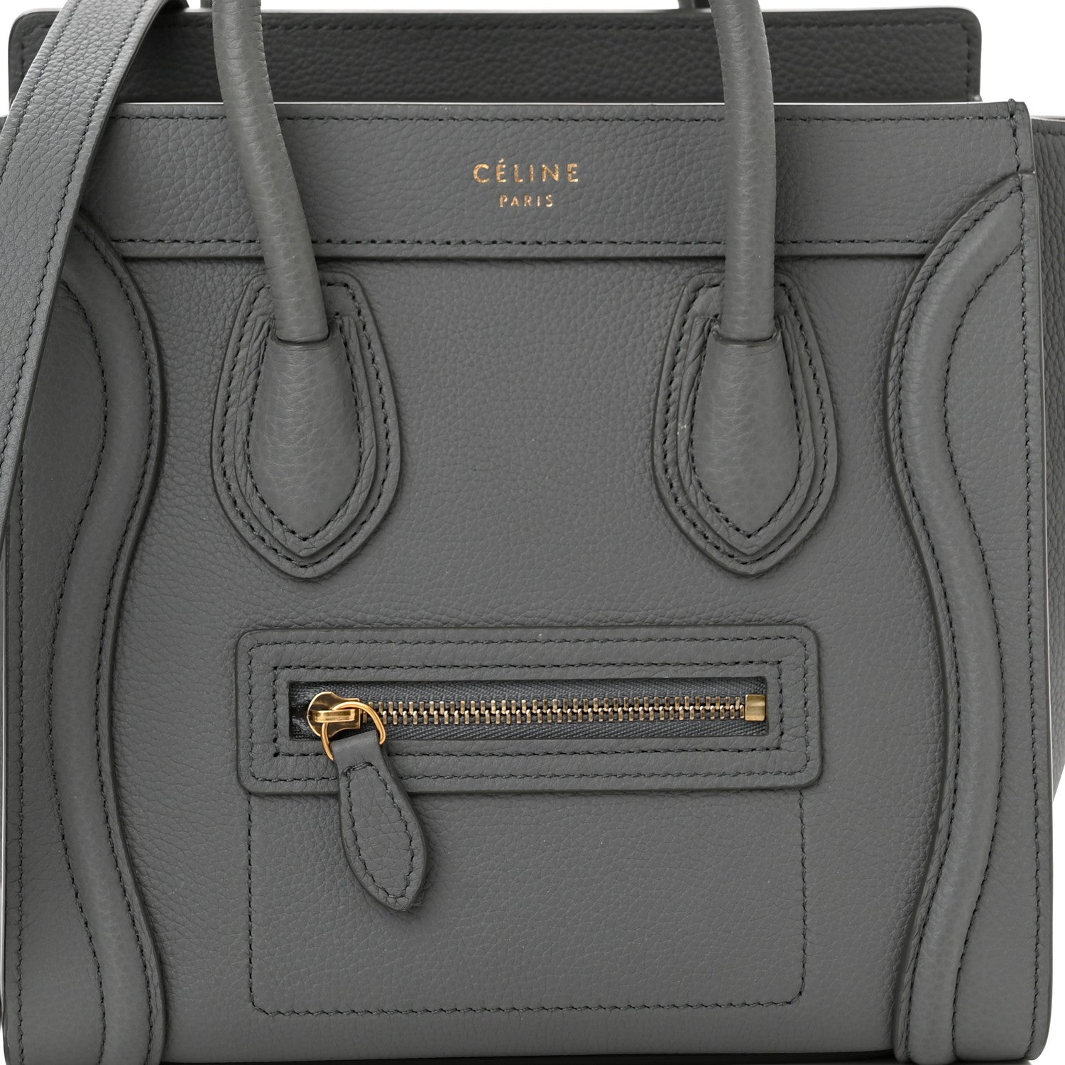 Celine Baby Drummed Calfskin Nano Luggage Kohl 7 of 9