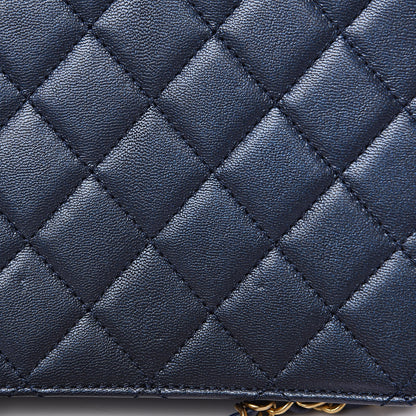 Chanel Iridescent Lambskin Quilted Chic Pearls Flap Navy Blue 11 of 12