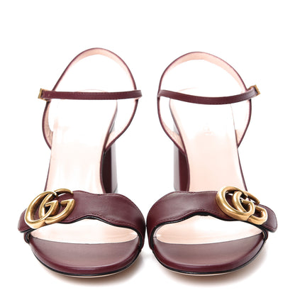 Gucci Lifford Calfskin GG Marmont Ankle Wrap 75mm Sandals 38 Vintage Bordeaux 2 of 10