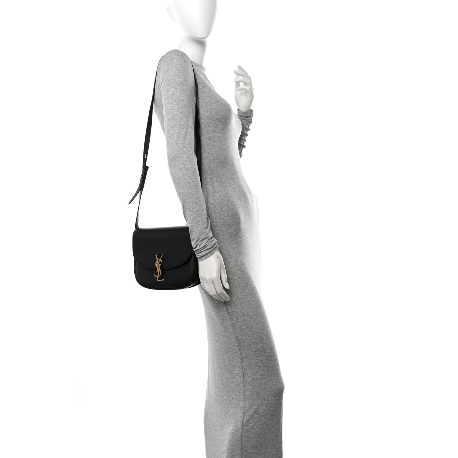 Saint Laurent Smooth Calfskin Monogram Medium Kaia Satchel Black 2 of 13