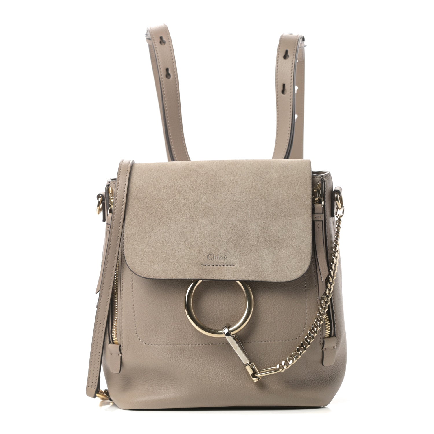 Chloe Suede Calfskin Small Faye Backpack Motty Grey 1 of 13