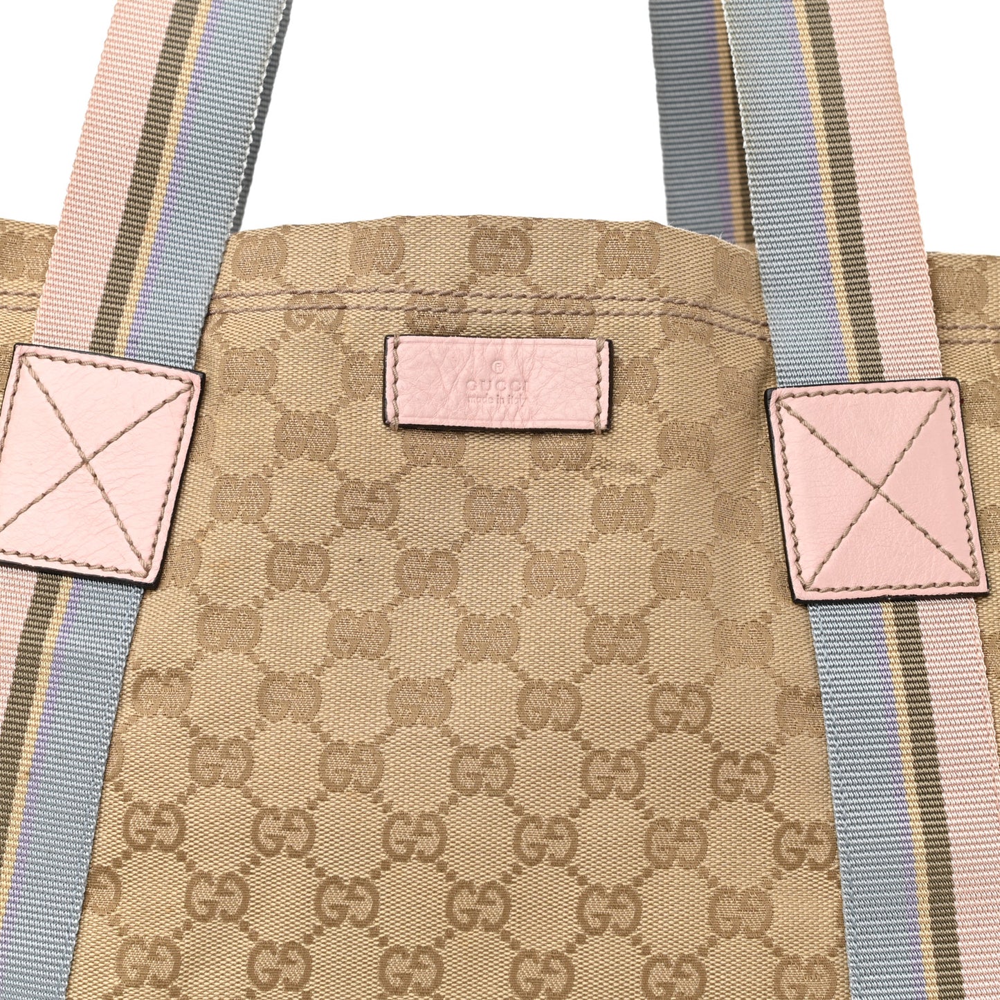 GG Monogram Medium Web Handle Vertical Tote Pink Blue