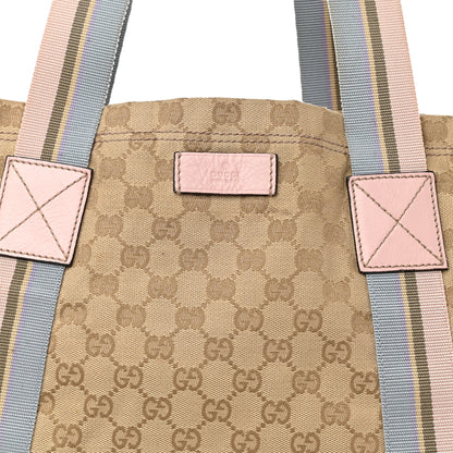 Gucci GG Monogram Medium Web Handle Vertical Tote Pink Blue 8 of 17