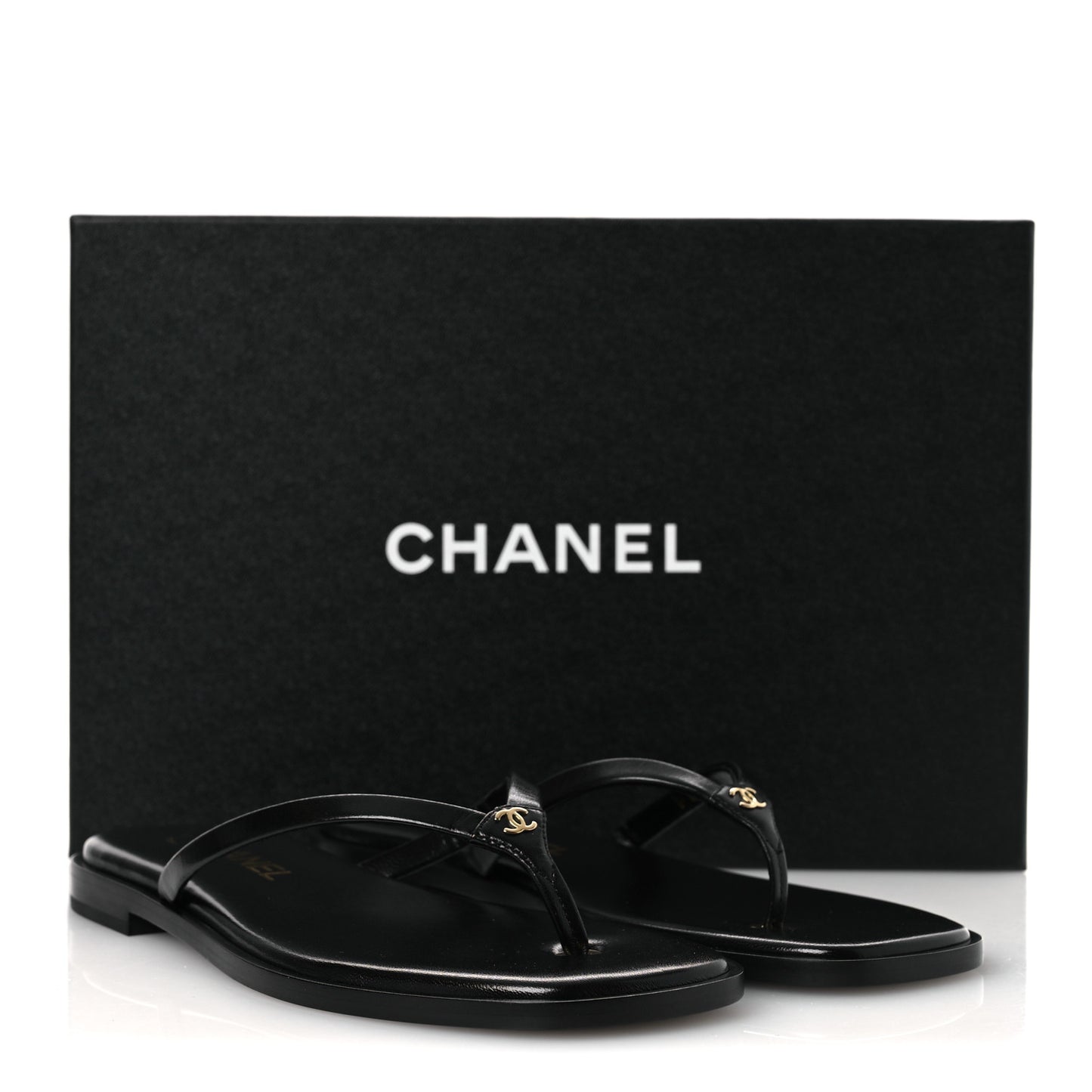 Goatskin CC Times Square Thong Sandals 37 Black