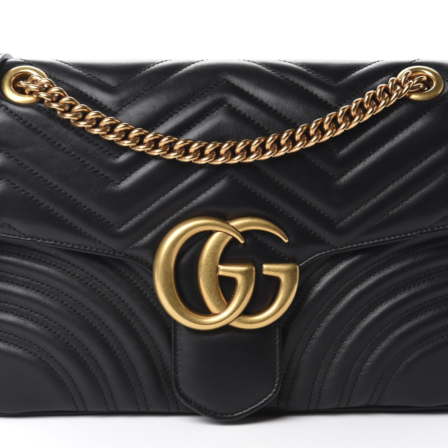 Gucci Calfskin Matelasse Medium GG Marmont Shoulder Bag Black 11 of 11