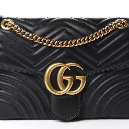 Gucci Calfskin Matelasse Medium GG Marmont Shoulder Bag Black 11 of 11
