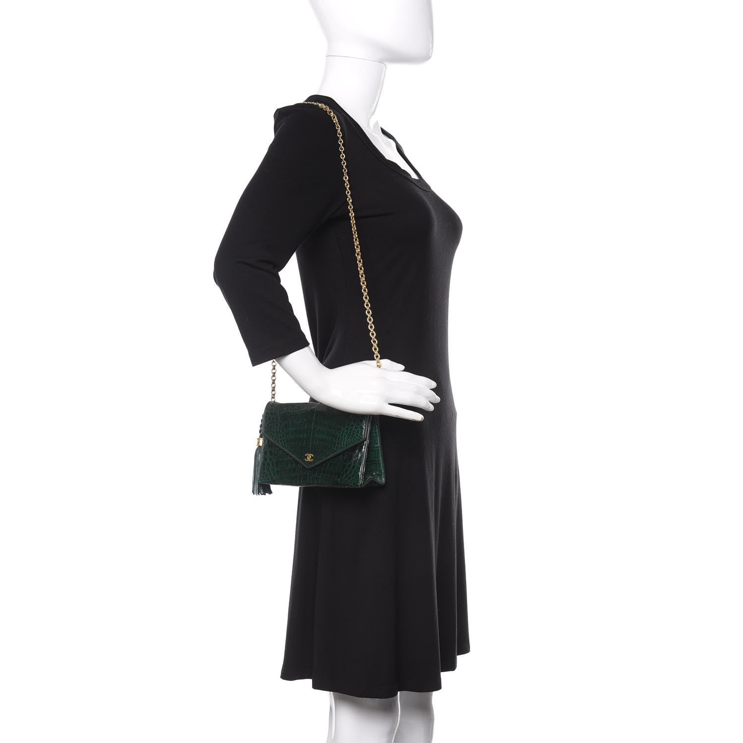 Chanel Alligator Tassel Envelope Flap Green 2 of 13
