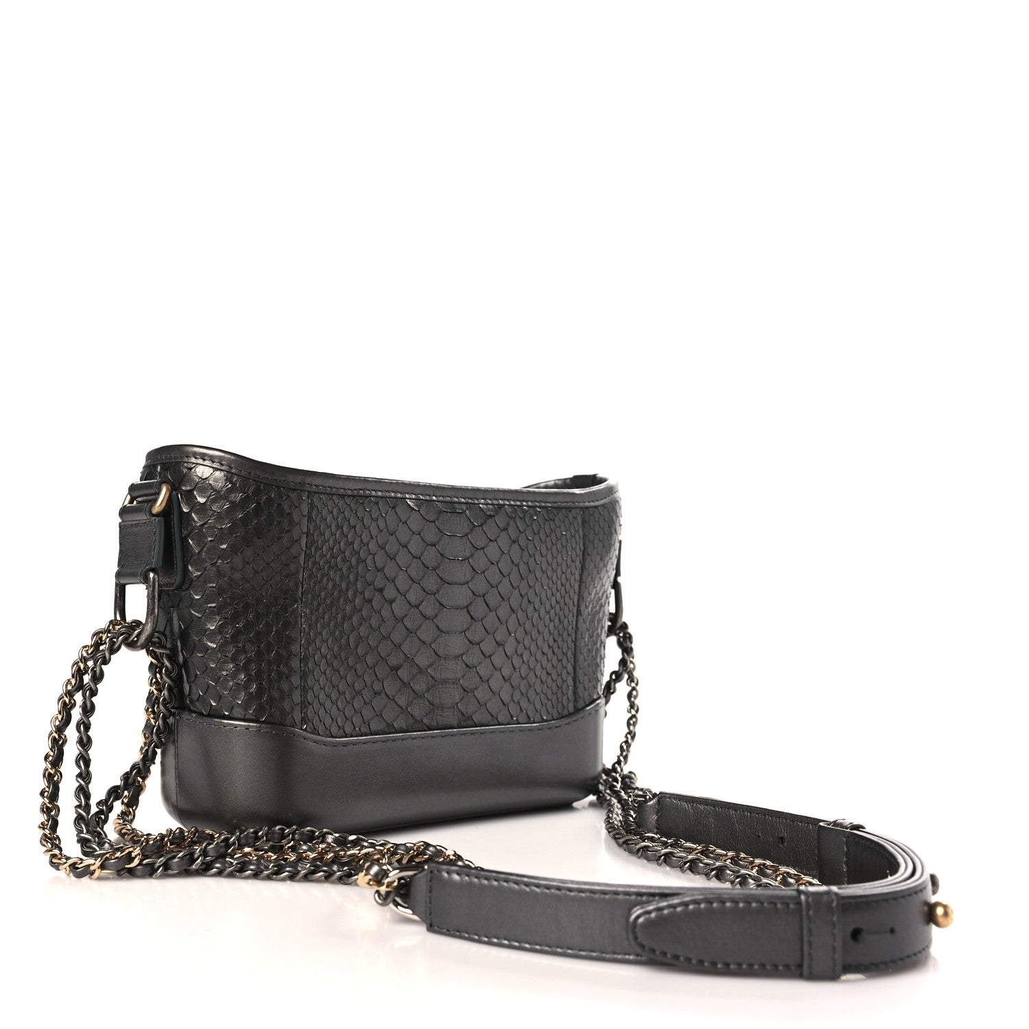 Chanel Metallic Snakeskin Small Gabrielle Hobo Pewter 3 of 9