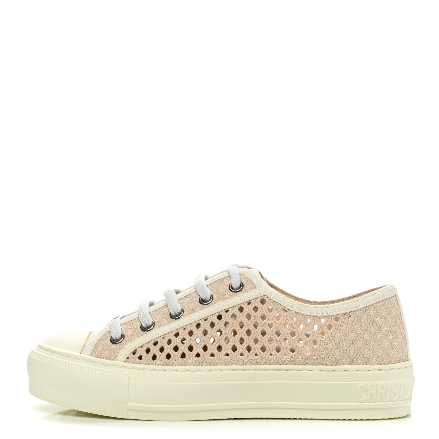 Christian Dior Resille Embroidered Walk'N'Dior Low Top Sneakers 35.5 Beige 1 of 9