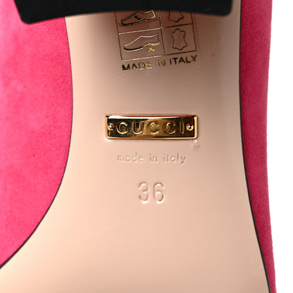 Gucci Kid Scamosciato GG Marmont Fringe 50mm Loafer Pumps 36 Hot Pink 6 of 9