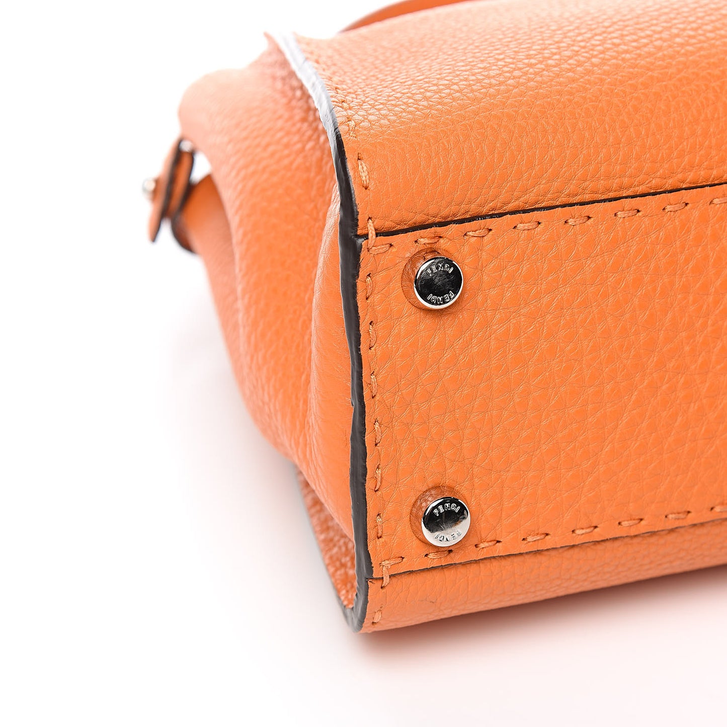 Cuoio Romano Selleria Bi-Color Medium Peekaboo Iconic Satchel Orange Stone