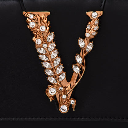 Versace Vitello Crystal Virtus V Wallet Chain Crossbody Black 7 of 9