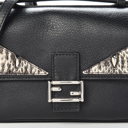Fendi Vitello Dolce Elaphe Monster Eyes Micro Double Baguette Black Naturale 10 of 10