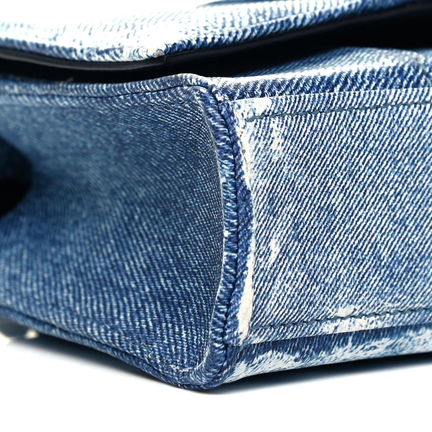 Nappa Denim Printed Hourglass Chain Bag Denim Blue