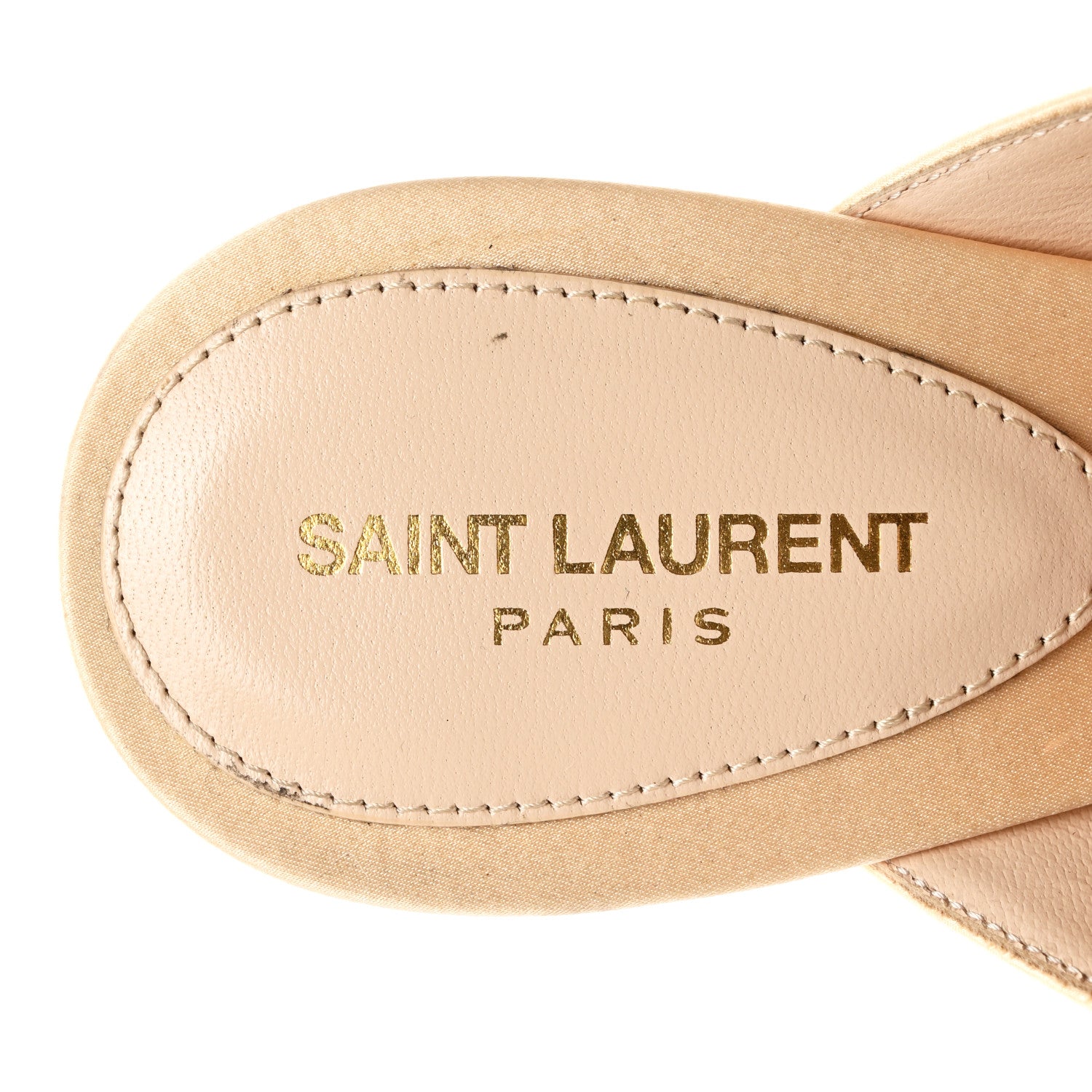 Saint Laurent Crepe Satin Blanco 60 Feathered Mule Sandals 37.5 Beige 7 of 9