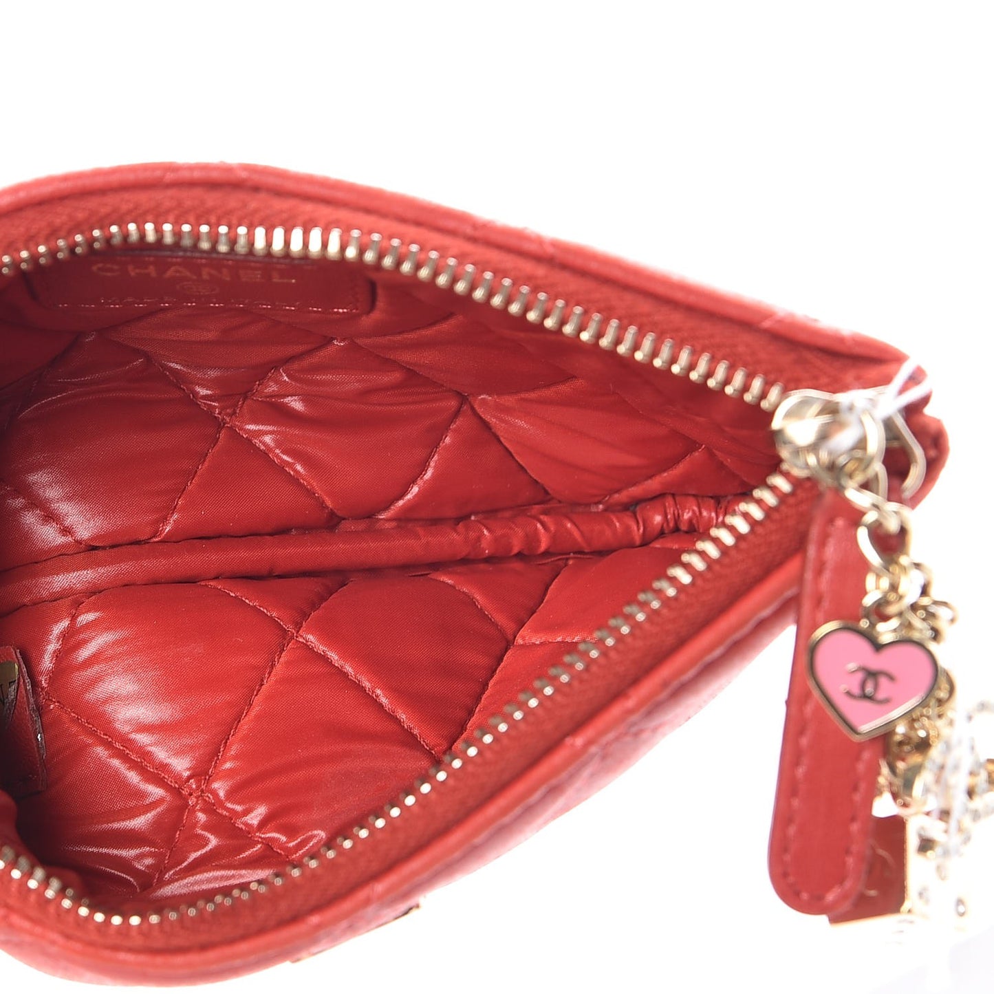 Lambskin Quilted Small Casino Cosmetic Case Red