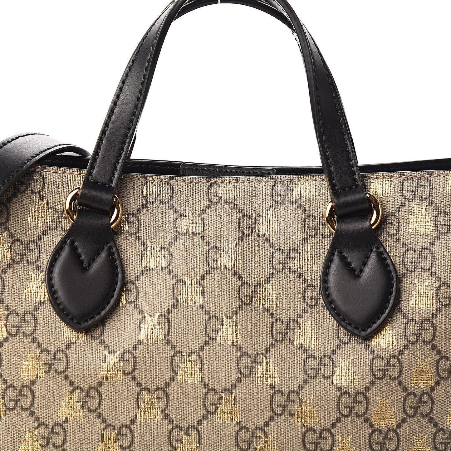 Soft GG Supreme Monogram Bees Small Crossbody Tote Beige Oro Black