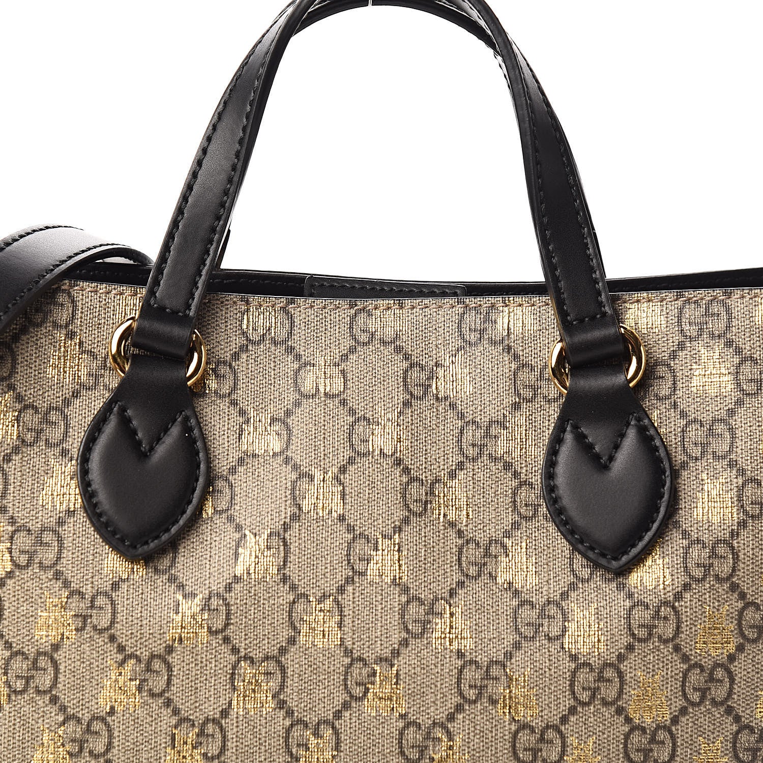Gucci Soft GG Supreme Monogram Bees Small Crossbody Tote Beige Oro Black 10 of 10