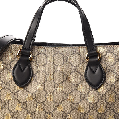 Gucci Soft GG Supreme Monogram Bees Small Crossbody Tote Beige Oro Black 10 of 10