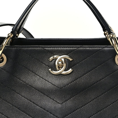Chanel Calfskin Stitched Large Chevron Chic Shopping Bag Black 8 of 11