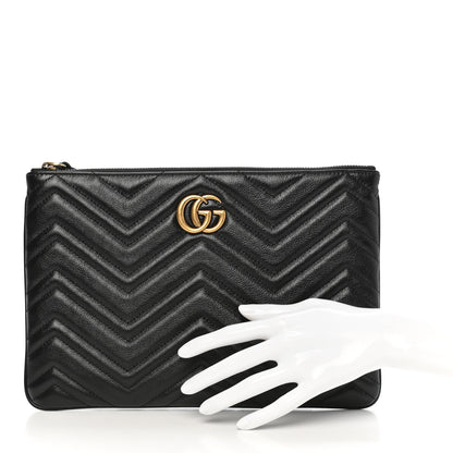 Gucci Azalea Calfskin Matelasse Heart GG Marmont Zip Pouch Black 2 of 8