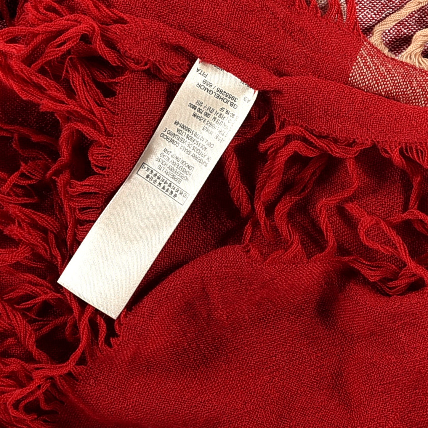 Merino Wool Check Square Scarf Red